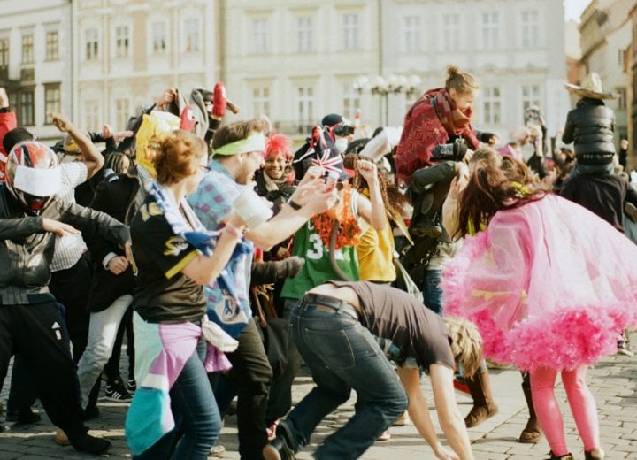 A flash mob in Prague Czechia.