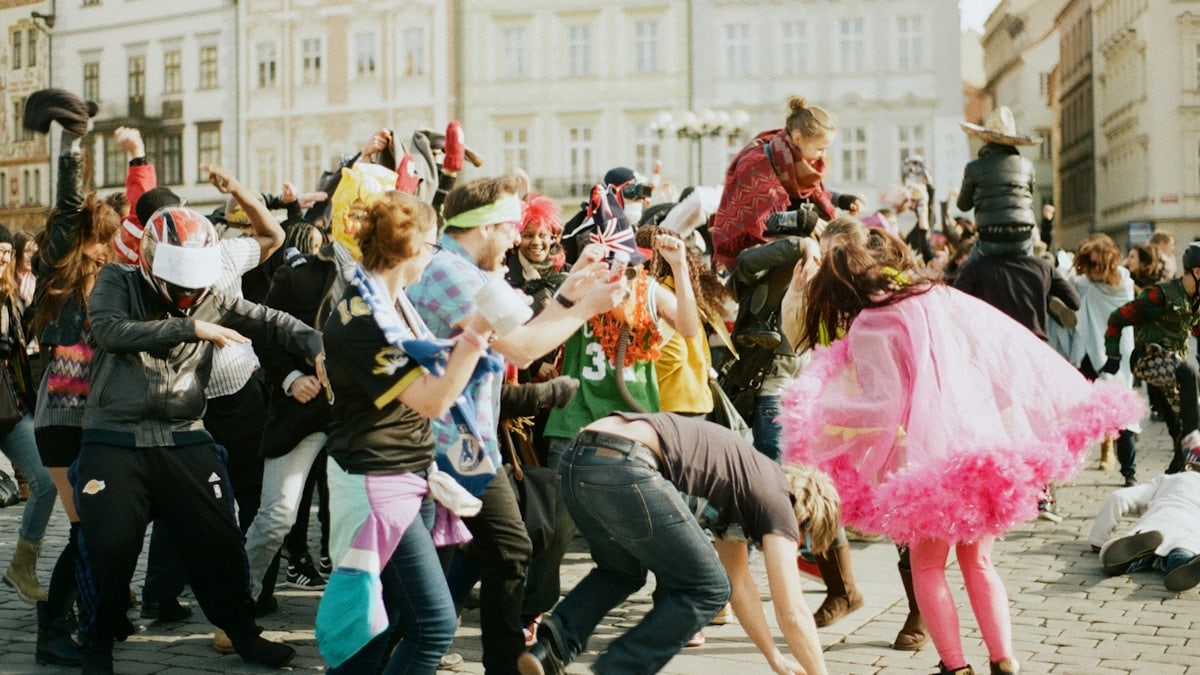 A flash mob in Prague Czechia.